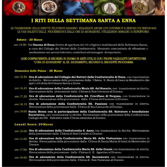Eventi Iniziative Settimana Santa Enna 2021
